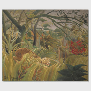 Tijger verrast in een tropisch Storm Cadeaupapier