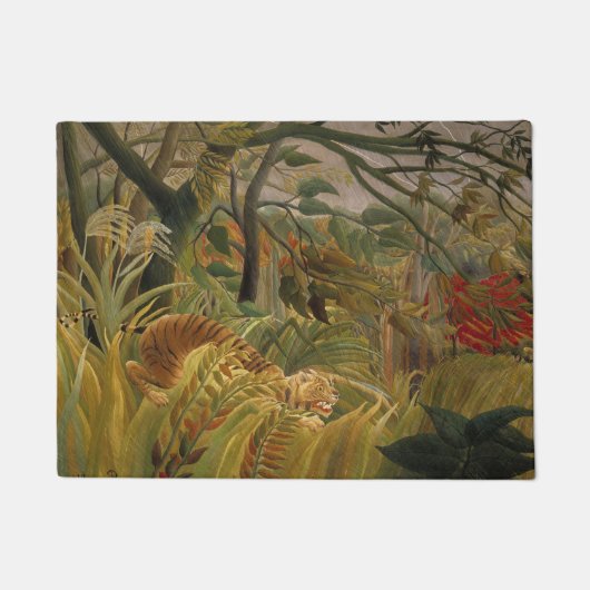 Tijger verrast in een tropisch Storm Deurmat (Voorkant)