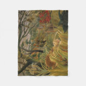 Tijger verrast in een tropisch Storm Fleece Deken (Voorkant)