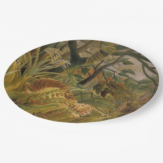 Tijger verrast in een tropisch Storm Papieren Bordje (Gekanteld)