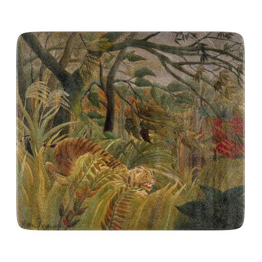 Tijger verrast in een tropisch Storm Snijplank (Voorkant)