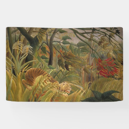 Tijger verrast in een tropisch Storm Spandoek (Horizontaal)