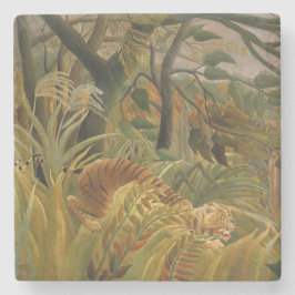 Tijger verrast in een tropisch Storm Stenen Onderzetter