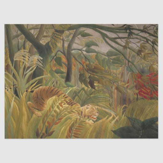 Tijger verrast in een tropisch Storm Tissuepapier (Voorkant)
