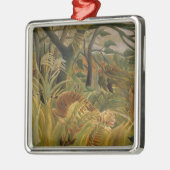 Tijger verrast in een tropische storm metalen ornament (Links)