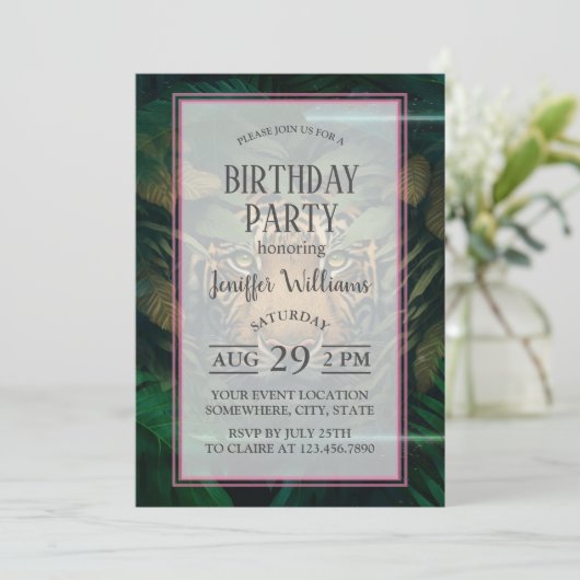 Tijger verstopt in gebladerte kaart (Staand voorkant)