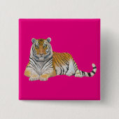 Tijger Vierkante Button 5,1 Cm (Voorkant)