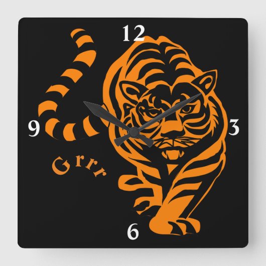 Tijger Vierkante Klok (Voorkant)