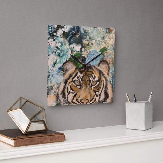 Tijger Vierkante Klok (Kantoor)
