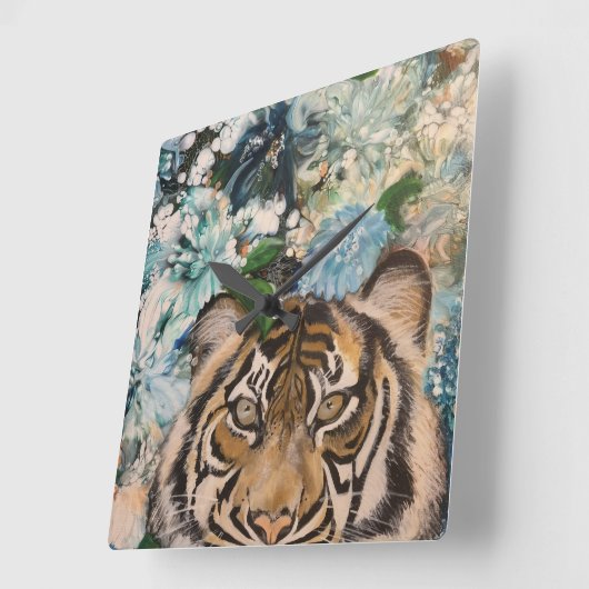 Tijger Vierkante Klok (Hoek)