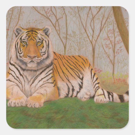 tijger vierkante sticker (Voorkant)