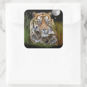 tijger vierkante sticker (Tas)