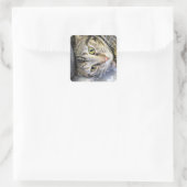 tijger vierkante sticker (Tas)