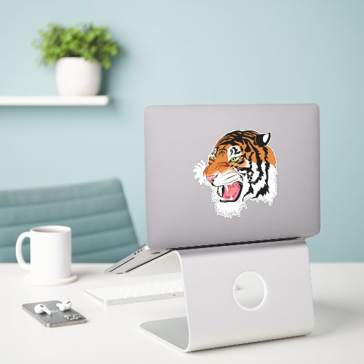 Tijger Vinyl Sticker (Laptop op bureau)