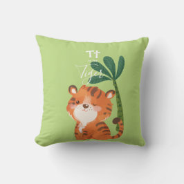 Tijger • Voeg je naam toe Leuke Alfabet Monogram Kussen