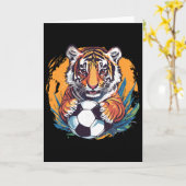 Tijger Voetbal Byll Felle Jungle Dier Kaart (Gele Bloem)