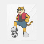 Tijger Voetbal Soccer Fleece Deken (Voorkant)