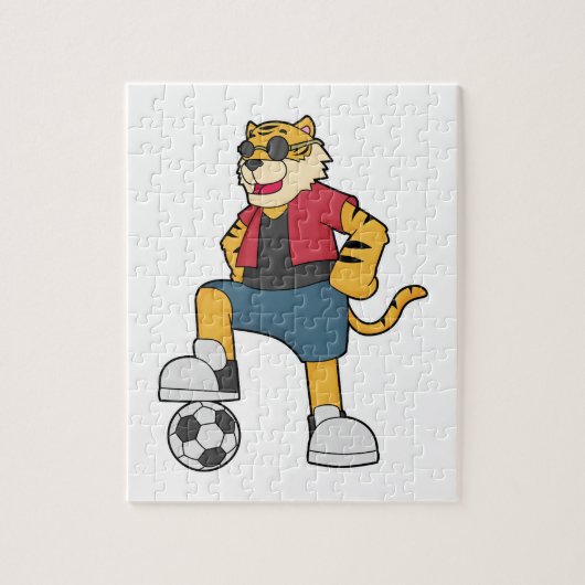 Tijger Voetbal Soccer Legpuzzel (Verticaal)