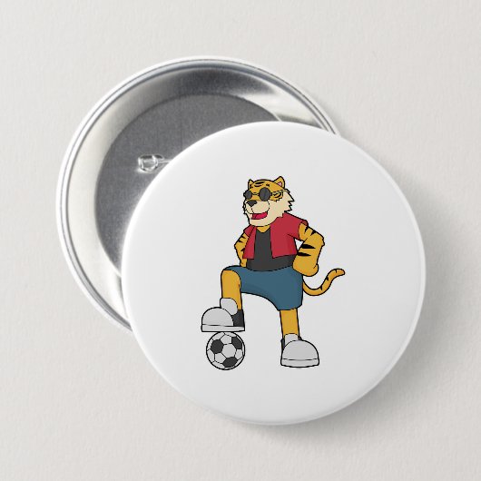 Tijger Voetbal Soccer Ronde Button 7,6 Cm (Voorkant /achterkant)