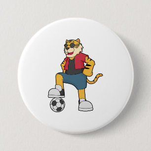 Tijger Voetbal Soccer Ronde Button 7,6 Cm
