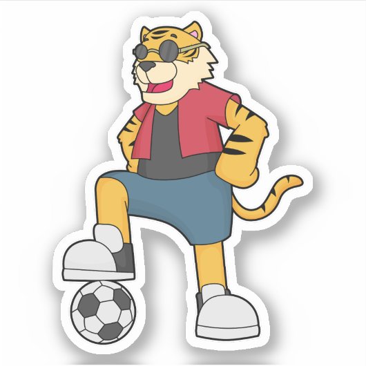 Tijger Voetbal Soccer Sticker (Voorkant)