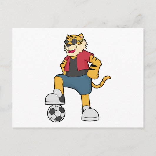 Tijger Voetbalspeler Voetbal Briefkaart (Voorkant)