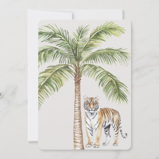 Tijger (volwassen) Oerwoud Animal Palm Tree Birthd Kaart (Achterkant)