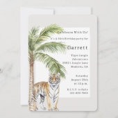 Tijger (volwassen) Oerwoud Animal Palm Tree Birthd Kaart (Voorkant)