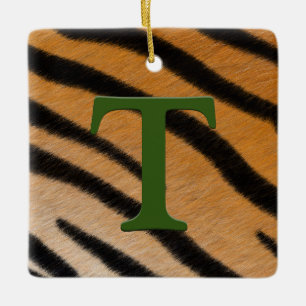 Tijger voor gepersonaliseerde monogram- en bericht keramisch ornament