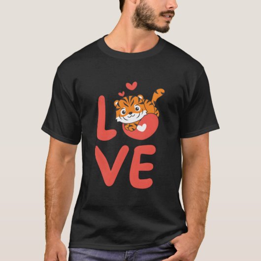 Tijger Voor 'S Dag Dieren Met Hij Liefde T-shirt (Voorkant)