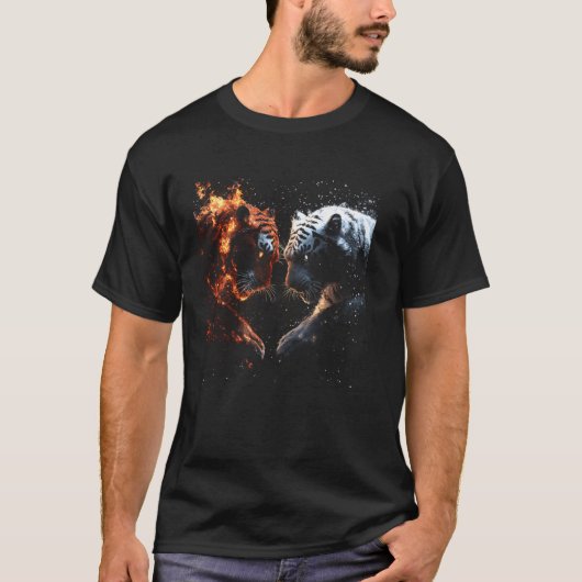 Tijger Vuur Yang Dier Wilde Dieren Kat T-shirt (Voorkant)