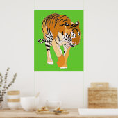 Tijger Wandelende Digitale Schilderijen Posters (Keuken)