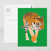 Tijger Wandelende Digitale Schildering Postkaarten (Voorkant / Achterkant)