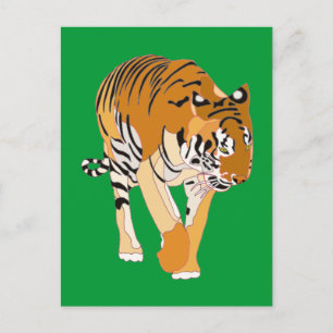 Tijger Wandelende Digitale Schildering Postkaarten