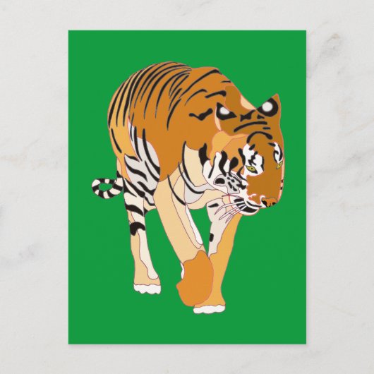 Tijger Wandelende Digitale Schildering Postkaarten (Voorkant)