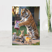 Tijger wandelt met de hond kaart (Achterkant)