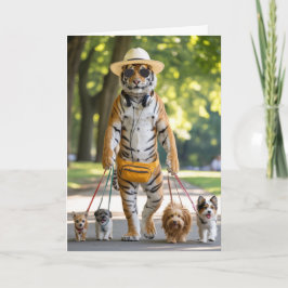 Tijger wandelt met de hond kaart
