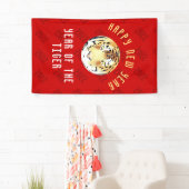 Tijger Waterverf Chinees nieuwjaar 2022 Zodiac Red Spandoek (Insitu)