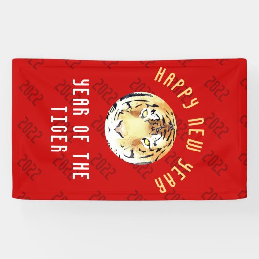 Tijger Waterverf Chinees nieuwjaar 2022 Zodiac Red Spandoek (Horizontaal)