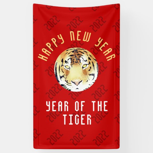 Tijger Waterverf Chinees nieuwjaar 2022 Zodiac Red Spandoek (Verticaal)