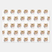 Tijger Waterverf Dier Happy Birthday Inpakpapier Vel (Voorkant 2)