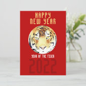 Tijger Waterverf Rood Chinees nieuwjaar 2022 Feestdagenkaart (Staand voorkant)