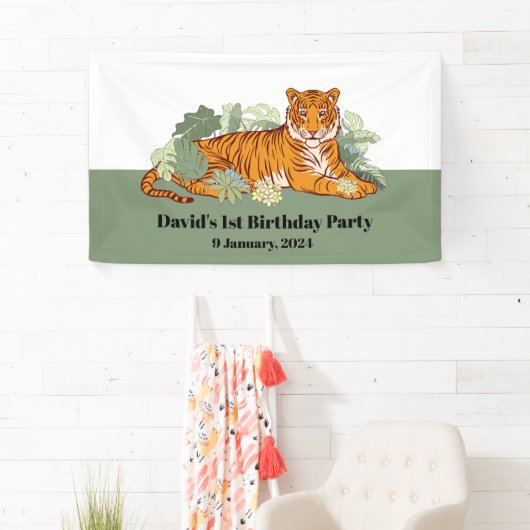 Tijger welkomstbanner, dierlijk oerwoud spandoek (Insitu)