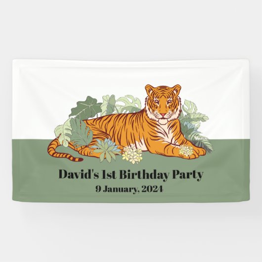 Tijger welkomstbanner, dierlijk oerwoud spandoek (Horizontaal)