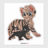 Tijger welp kitten kat schattig metallic look cart sticker (Vel)
