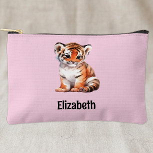 Tijger welp naam toevoegen roze zwart etui