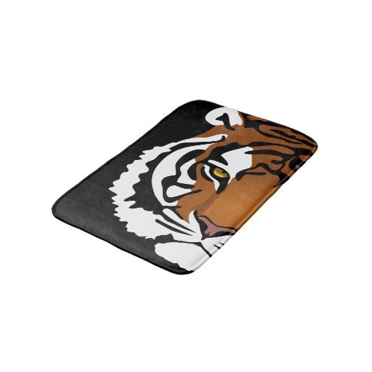 Tijger, wilde kat op zwart badmat (Gekanteld)