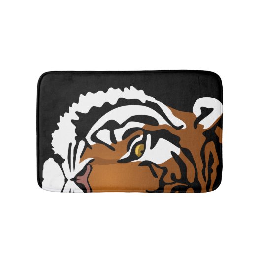 Tijger, wilde kat op zwart badmat (Voorkant)