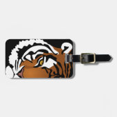 Tijger, wilde kat op zwart bagagelabel (Voorkant horizontaal)