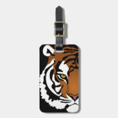 Tijger, wilde kat op zwart bagagelabel (Voorkant verticaal)